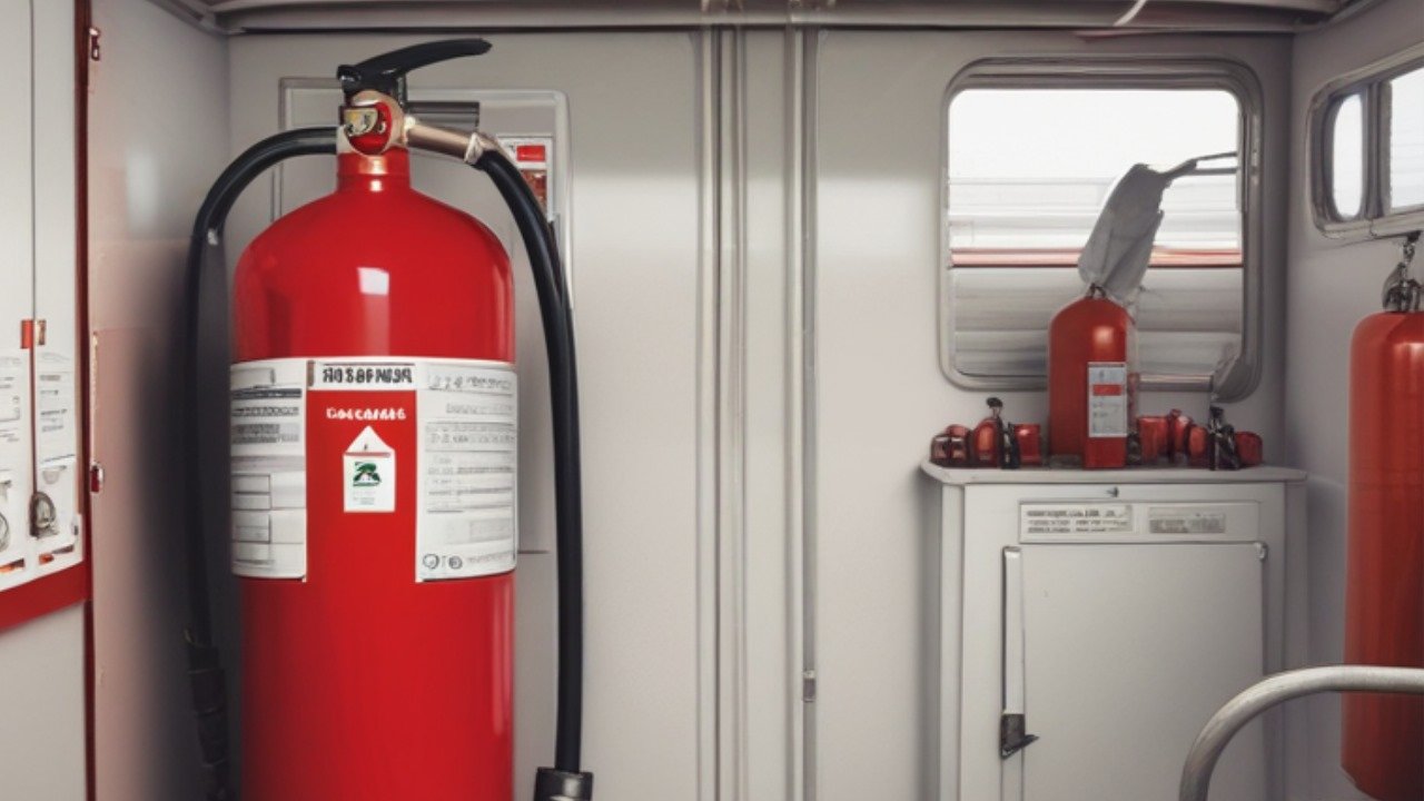 fire extinguisher on a boat