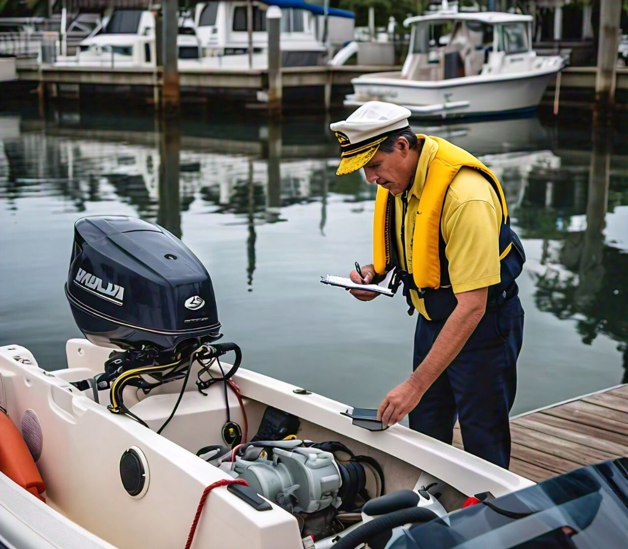 pre-departure check up of a recreational boat